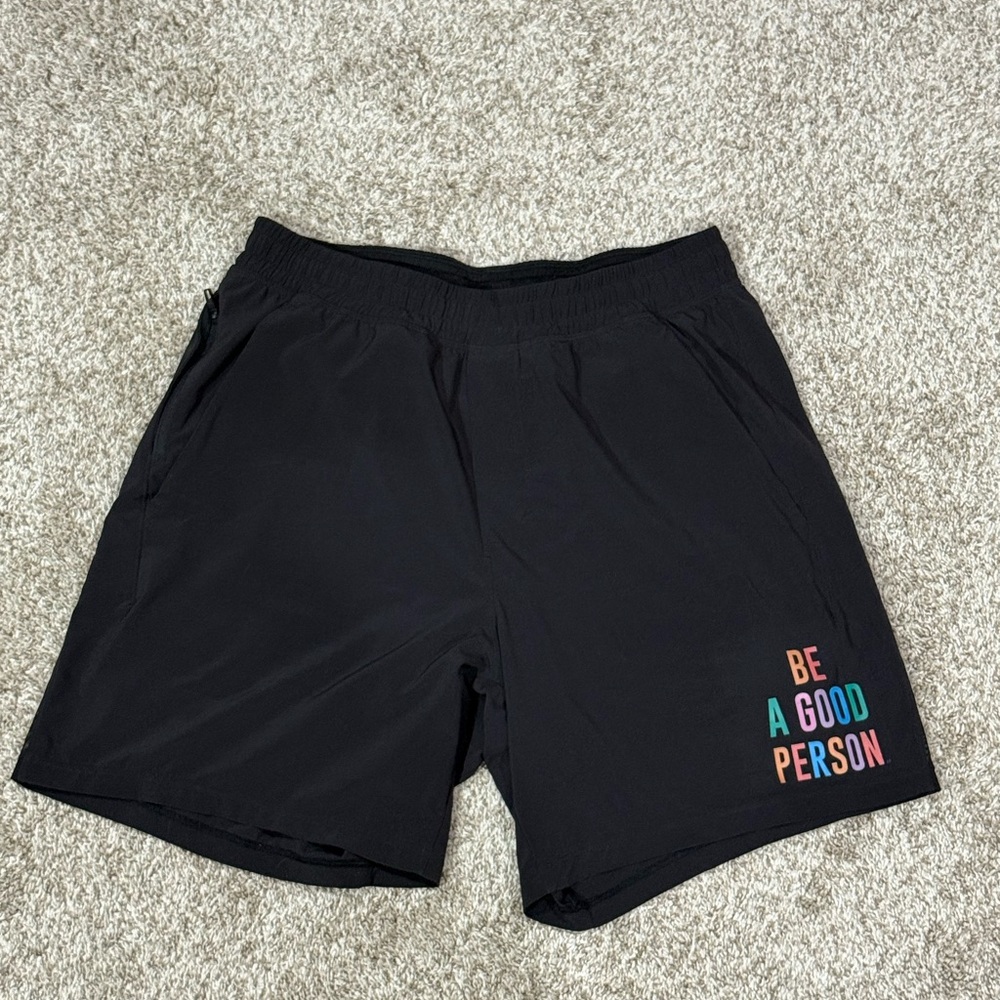 lululemon athletica Black Men's Shorts Size M “Be A Good Person” EUC